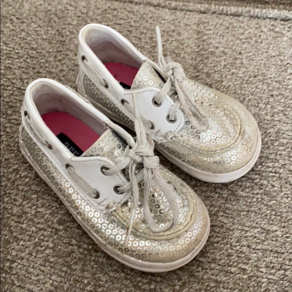 Glitter Sperry top baby girl shoes